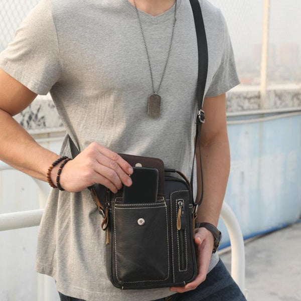Planet Gates Men Genuine Leather Messenger Crossbody Bag Casual Fashion Male Sling Bag Business Handbag Shoulder Famous Brand