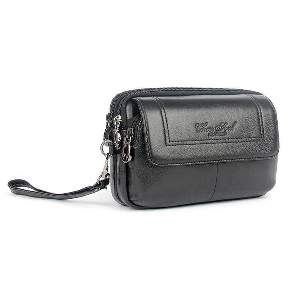 Planet Gates Men  Genuine Leather Waist Bag Clutch wallet Bag Purse Cell/Mobile Phone Case Bag Fashion Trend Fanny Wrist Hand Bags