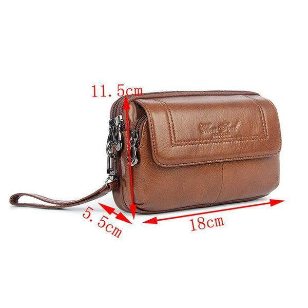 Planet Gates Men  Genuine Leather Waist Bag Clutch wallet Bag Purse Cell/Mobile Phone Case Bag Fashion Trend Fanny Wrist Hand Bags