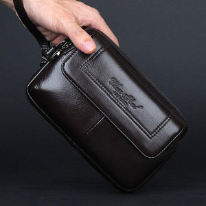 Planet Gates Men  Genuine Leather Waist Bag Clutch wallet Bag Purse Cell/Mobile Phone Case Bag Fashion Trend Fanny Wrist Hand Bags