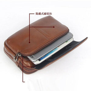 Planet Gates Men  Genuine Leather Waist Bag Clutch wallet Bag Purse Cell/Mobile Phone Case Bag Fashion Trend Fanny Wrist Hand Bags