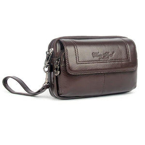 Planet Gates Men  Genuine Leather Waist Bag Clutch wallet Bag Purse Cell/Mobile Phone Case Bag Fashion Trend Fanny Wrist Hand Bags