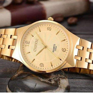 Planet Gates Мъжки златен циферблат 2018 Нова мода CHENXI Маркови Дамски Мъжки Кварцов Часовник Рокля Ръчни Часовници Модни Ежедневни Двойки Златни Часовници За Влюбени