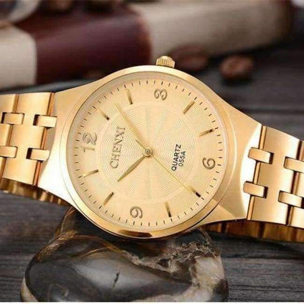 Planet Gates Мъжки златен циферблат 2018 Нова мода CHENXI Маркови Дамски Мъжки Кварцов Часовник Рокля Ръчни Часовници Модни Ежедневни Двойки Златни Часовници За Влюбени