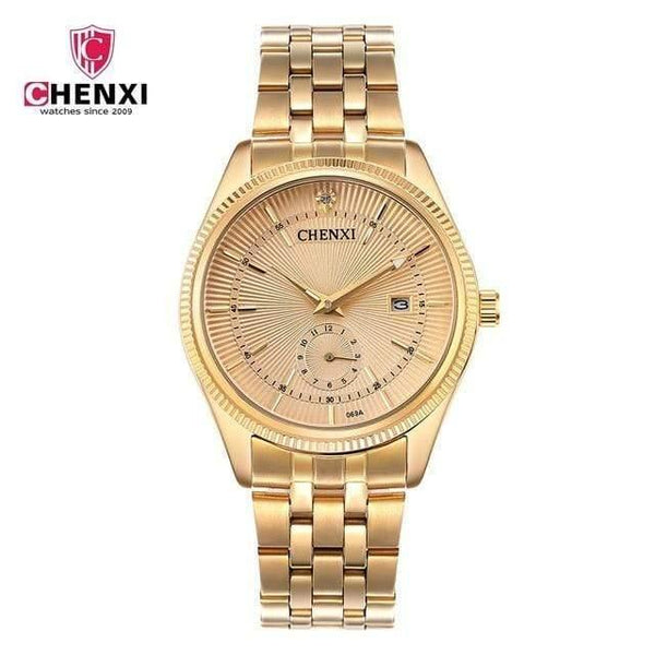 Planet Gates Men Gold Gold Watch Men Women Unique Design Calendar Stainless Steel Couple Lover's Wristwatch Golden Business Casual