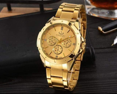 Planet Gates Men Golden Dial Quartz Watches Women Men Gold Wrist Watches Top Brand Luxury Female Male Clock IPG Golden Steel Watch