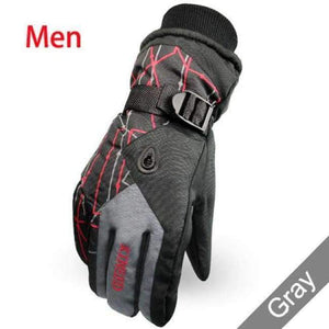 Planet Gates men gray / Free Size Resistant riding Ski Gloves  Mountain Skiing Snowmobile Waterproof Snow Motorcycle Gloves Windproof Guanti moto