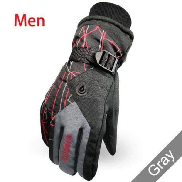 Planet Gates men gray / Free Size Resistant riding Ski Gloves  Mountain Skiing Snowmobile Waterproof Snow Motorcycle Gloves Windproof Guanti moto