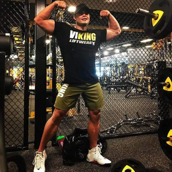 Men Gym Fitness Bodybuilding T-shirt Short Sleeve Printed Cotton T Shirt Casual Fashion Black Tee Tops Crossfit  Brand Clothing