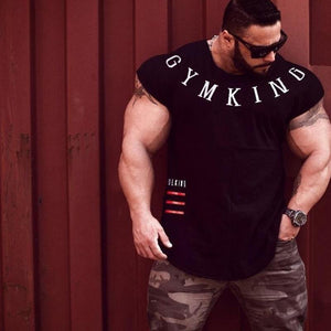Men Gym T-shirt Fitness Bodybuilding Short Sleeve Cotton T Shirt Muscle Man Summer Casual Fashion Print Slim Tee Tops Clothing