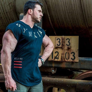 Men Gym T-shirt Fitness Bodybuilding Short Sleeve Cotton T Shirt Muscle Man Summer Casual Fashion Print Slim Tee Tops Clothing