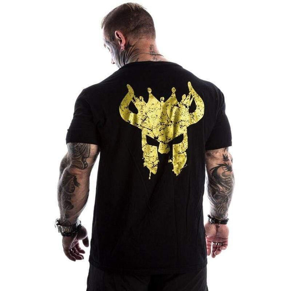 Men Gyms Fitness Bodybuilding T-shirt Short sleeve Printed Cotton t shirt Casual Fashion Black Tee Tops Brand Clothing