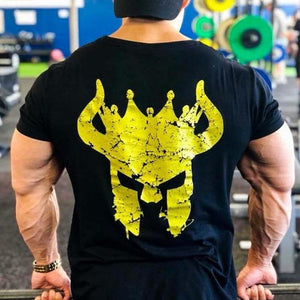 Men Gyms Fitness Bodybuilding T-shirt Short sleeve Printed Cotton t shirt Casual Fashion Black Tee Tops Brand Clothing