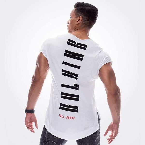 Men Gyms Fitness Short Sleeve Cotton T Shirt Muscle Man Summer Casual Fashion Personality Print Tee Tops High Street Clothing