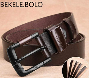 Men High Quality Genuine Leather Belt Luxury Brand Designer Belts Men  Fashion Strap Jeans Classic Black Pin Buckle Belt