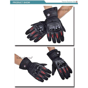 Planet Gates Men Leather Skiing Gloves Touch Screen Warm Thick Ski Gloves Outdoor Waterproof Motorcycle Riding Snow Snowboard Glove