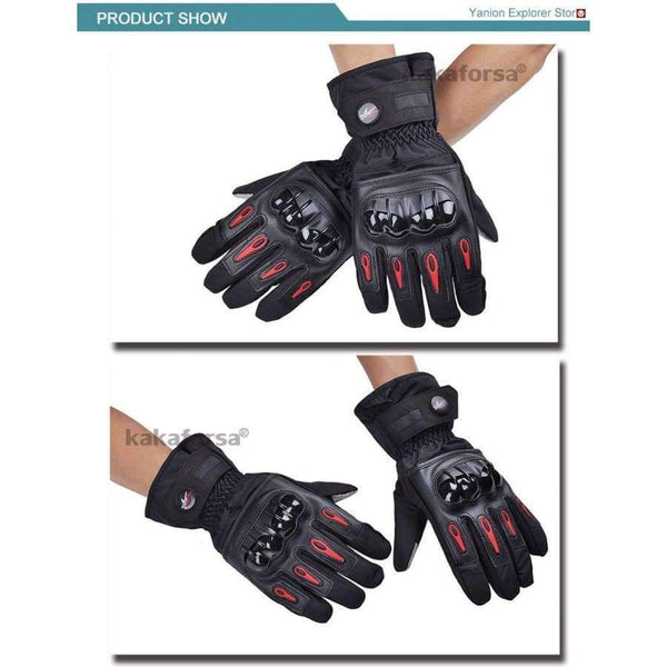 Planet Gates Men Leather Skiing Gloves Touch Screen Warm Thick Ski Gloves Outdoor Waterproof Motorcycle Riding Snow Snowboard Glove