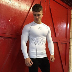 Men Long Sleeve Compression T-shirt Gyms Fitness Bodybuilding Skinny T Shirt Male Jogger Workout Tee Tops Man Crossfit Clothing
