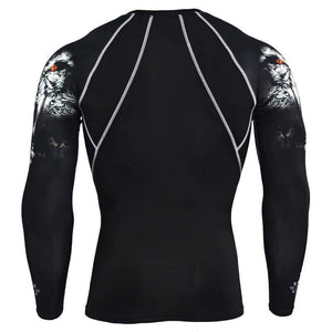 Men Long Sleeve T-shirt Compression Elasticity Polyester Skinny Print T Shirt Male Gyms Fitness Workout Jogger Tee Tops Clothing
