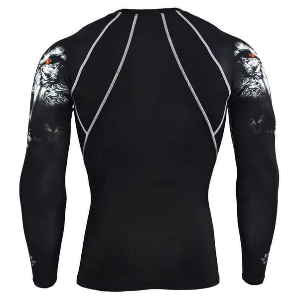 Men Long Sleeve T-shirt Compression Elasticity Polyester Skinny Print T Shirt Male Gyms Fitness Workout Jogger Tee Tops Clothing