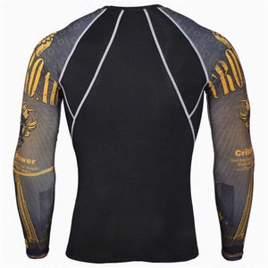 Men Long Sleeve T-shirt Man Compression Polyester Skinny Skull Print T Shirt Male Gyms Fitness Workout Jogger Tees Tops Clothing