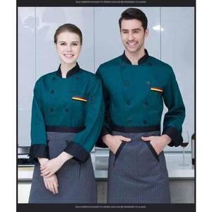 Planet Gates Men Long-sleeved Chef Jacket Hotel Service Working Wear Restaurant Kitchen Work Tooling Chef Uniform Cooking Clothes Women 89