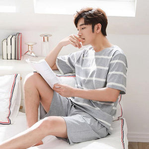 Planet Gates Men / M Striped Cotton Couple Pijamas Sets Sleepcoat & Trousers Men Women Home Clothings Sleepwear Lovers Sleep & Lounge