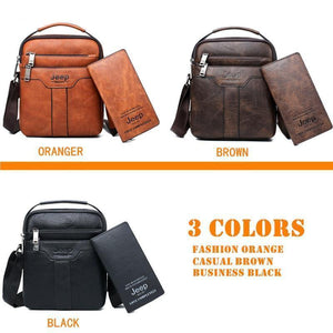 Planet Gates Men Messenger Bags 2pce set Crossbody Business Casual Handbag Male Spliter Leather Shoulder Bag Large Capacity