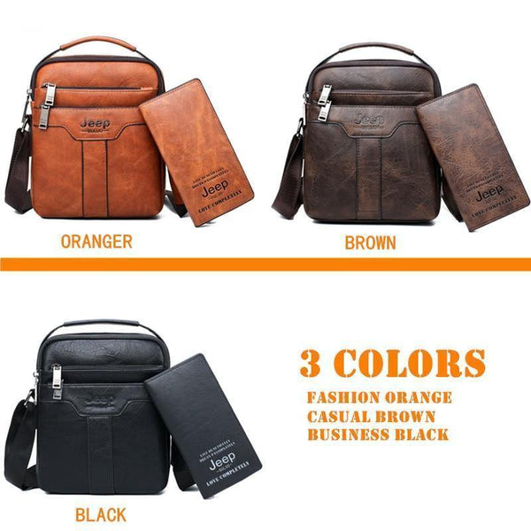 Planet Gates Men Messenger Bags 2pce set Crossbody Business Casual Handbag Male Spliter Leather Shoulder Bag Large Capacity