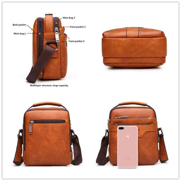Planet Gates Men Messenger Bags 2pce set Crossbody Business Casual Handbag Male Spliter Leather Shoulder Bag Large Capacity
