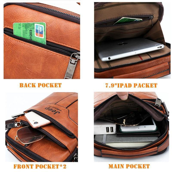 Planet Gates Men Messenger Bags 2pce set Crossbody Business Casual Handbag Male Spliter Leather Shoulder Bag Large Capacity