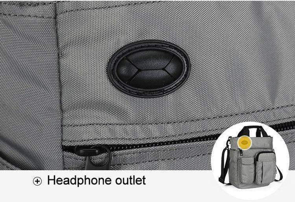 Planet Gates Men Multifunctional Shoulder Messenger Bag with Headphone Hole Waterproof Nylon Travel Handbag Large Capacity Storage Bags XA11C