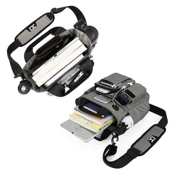 Planet Gates Men Multifunctional Shoulder Messenger Bag with Headphone Hole Waterproof Nylon Travel Handbag Large Capacity Storage Bags XA11C