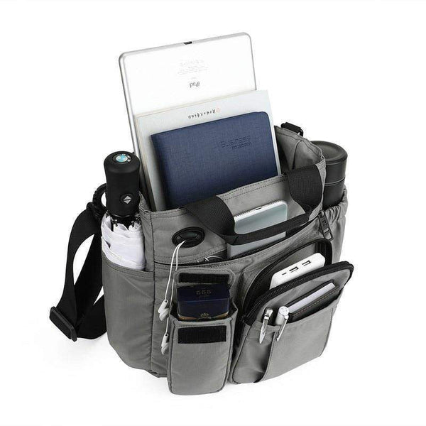 Planet Gates Men Multifunctional Shoulder Messenger Bag with Headphone Hole Waterproof Nylon Travel Handbag Large Capacity Storage Bags XA11C