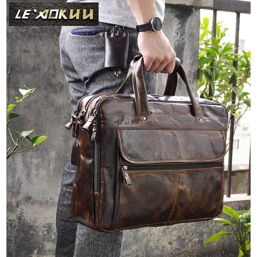 Planet Gates Men Oil Waxy Leather Antique Design Business Briefcase Laptop Document Case Fashion Attache Messenger Bag Tote Portfolio 7146