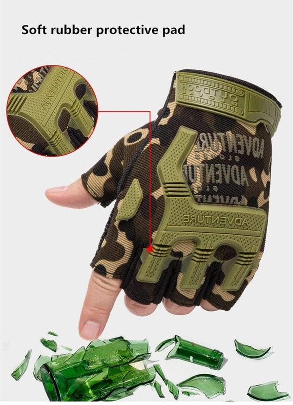 Planet Gates Men Outdoor Short Fingerless Gloves Soft Rubber Protective Pad Sports Army Military Tactical Airsoft Shooting Hunting