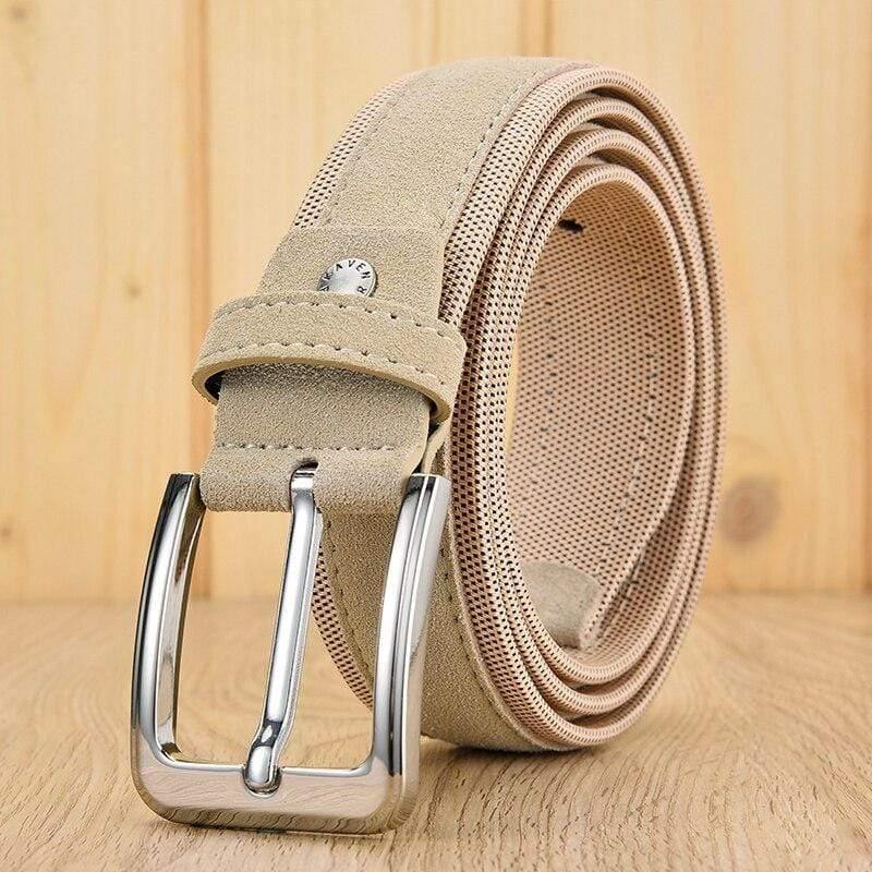 Men Oxford Fabric Suede Leather Belt High Quality Genuine Leather Luxury Pin Buckle For Men 3.5 Cm And 3.8 Cm Width