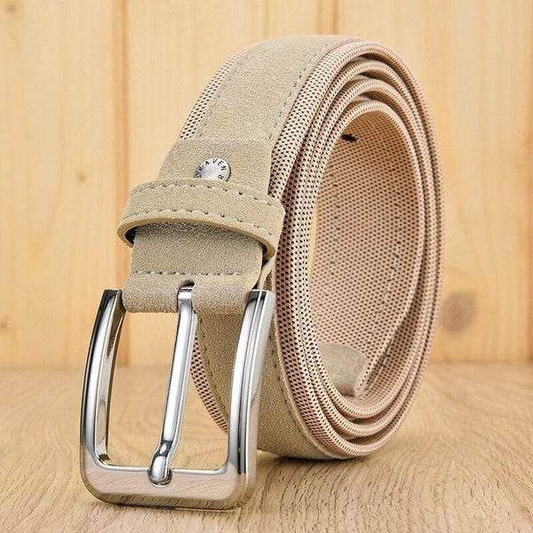 Men Oxford Fabric Suede Leather Belt High Quality Genuine Leather Luxury Pin Buckle For Men 3.5 Cm And 3.8 Cm Width