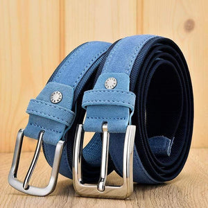 Men Oxford Fabric Suede Leather Belt High Quality Genuine Leather Luxury Pin Buckle For Men 3.5 Cm And 3.8 Cm Width