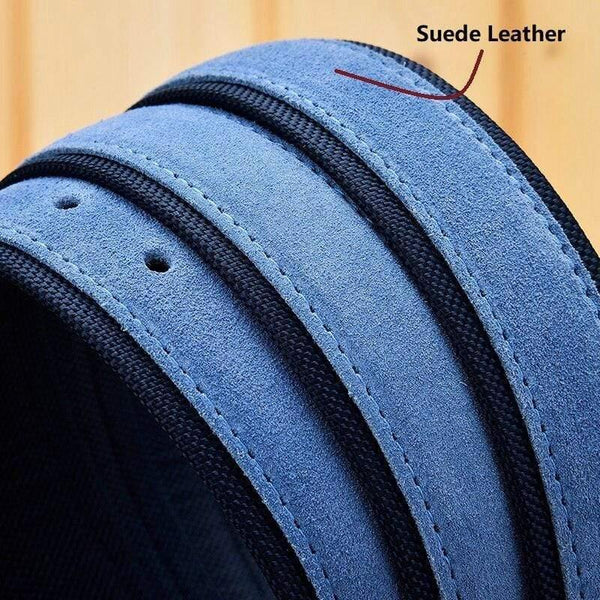 Men Oxford Fabric Suede Leather Belt High Quality Genuine Leather Luxury Pin Buckle For Men 3.5 Cm And 3.8 Cm Width