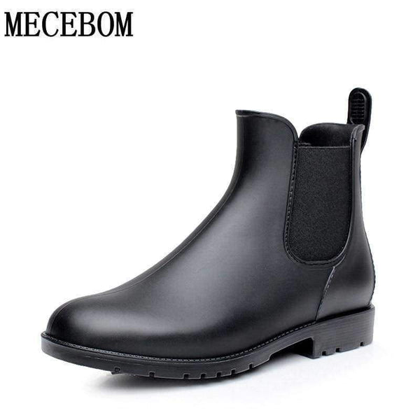 Planet Gates Men rubber rain boots fashion black chelsea boots casual lovers botas slip-on waterproof ankle boots moccasins 35-43 102m