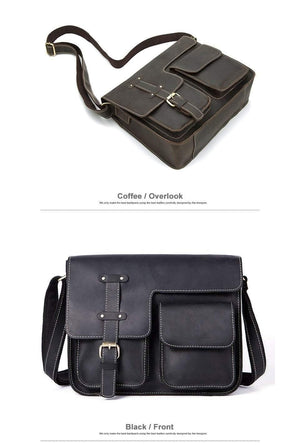 Planet Gates Men's Bags Crazy Horse Genuine Leather Vintage Crossbody Bags for Men Messenger Bag Men's Shoulder Bag Male 1050