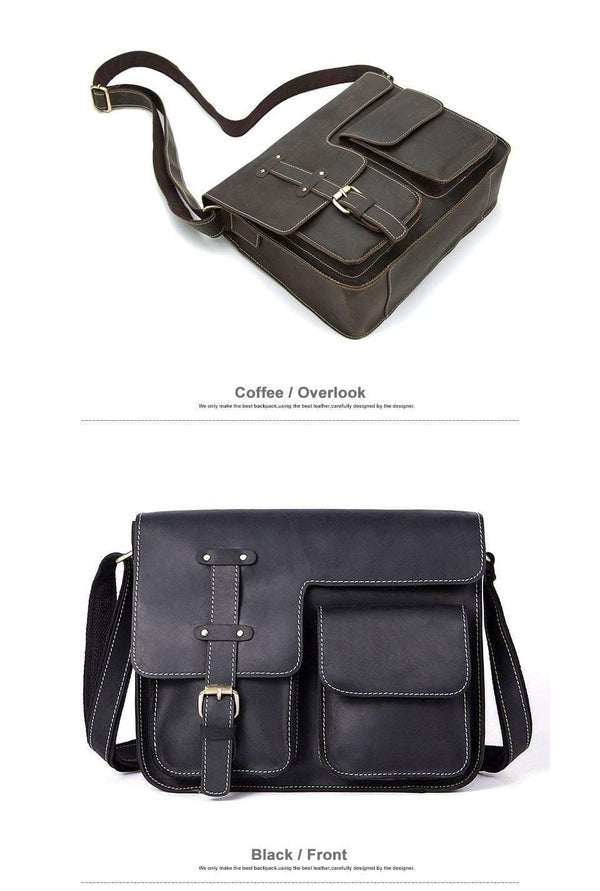 Planet Gates Men's Bags Crazy Horse Genuine Leather Vintage Crossbody Bags for Men Messenger Bag Men's Shoulder Bag Male 1050