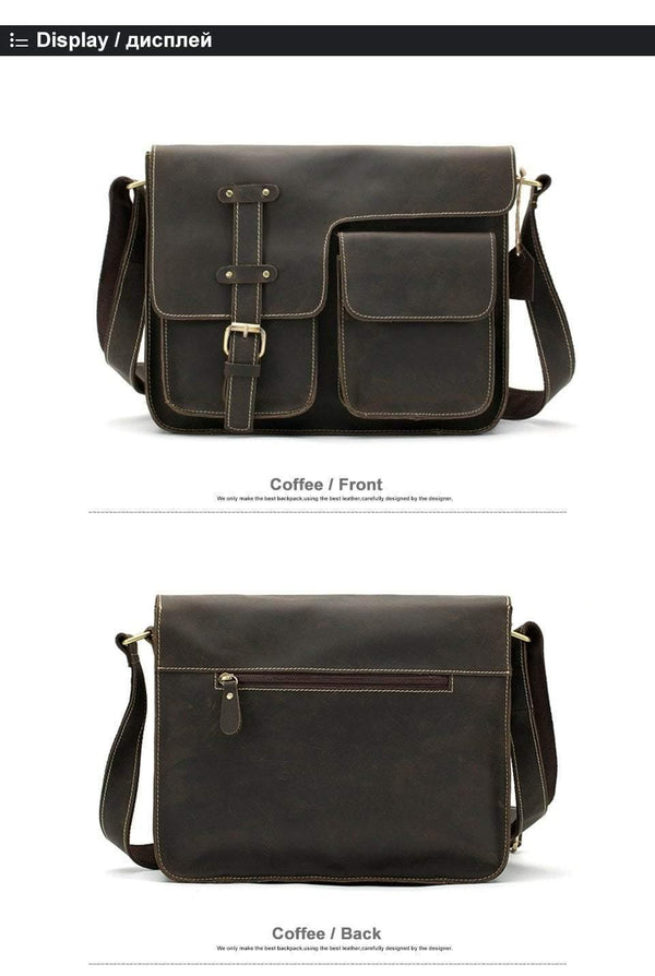 Planet Gates Men's Bags Crazy Horse Genuine Leather Vintage Crossbody Bags for Men Messenger Bag Men's Shoulder Bag Male 1050