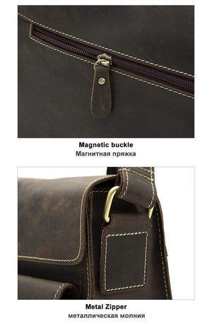 Planet Gates Men's Bags Crazy Horse Genuine Leather Vintage Crossbody Bags for Men Messenger Bag Men's Shoulder Bag Male 1050