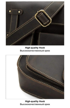 Planet Gates Men's Bags Crazy Horse Genuine Leather Vintage Crossbody Bags for Men Messenger Bag Men's Shoulder Bag Male 1050