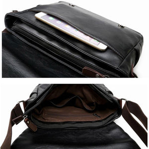 Planet Gates Men's Bags Vintage PU Leather Male Messenger Bag High Quality Leather Crossbody Flap Bag Versatile Shoulder Handbag for Men