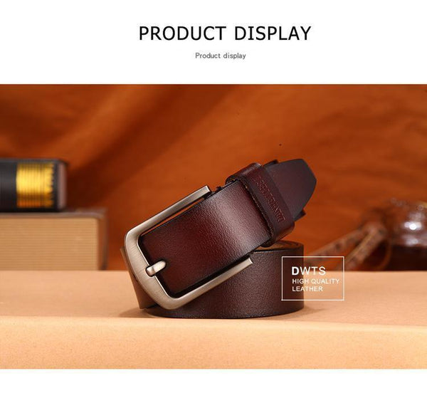 Planet Gates Men's belt leather belt men male genuine leather strap luxury pin buckle fancy vintage jeans