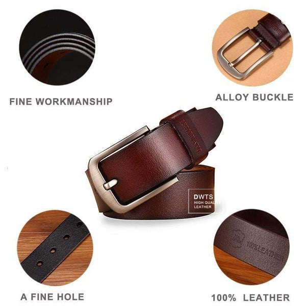 Planet Gates Men's belt leather belt men male genuine leather strap luxury pin buckle fancy vintage jeans