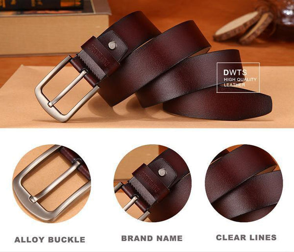 Planet Gates Men's belt leather belt men male genuine leather strap luxury pin buckle fancy vintage jeans